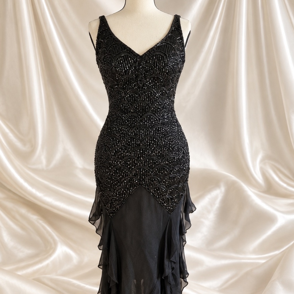 Vintage Y2K 100% Silk Beaded Dress Vintage Beaded Dress Fairy Prom Whimsigoth